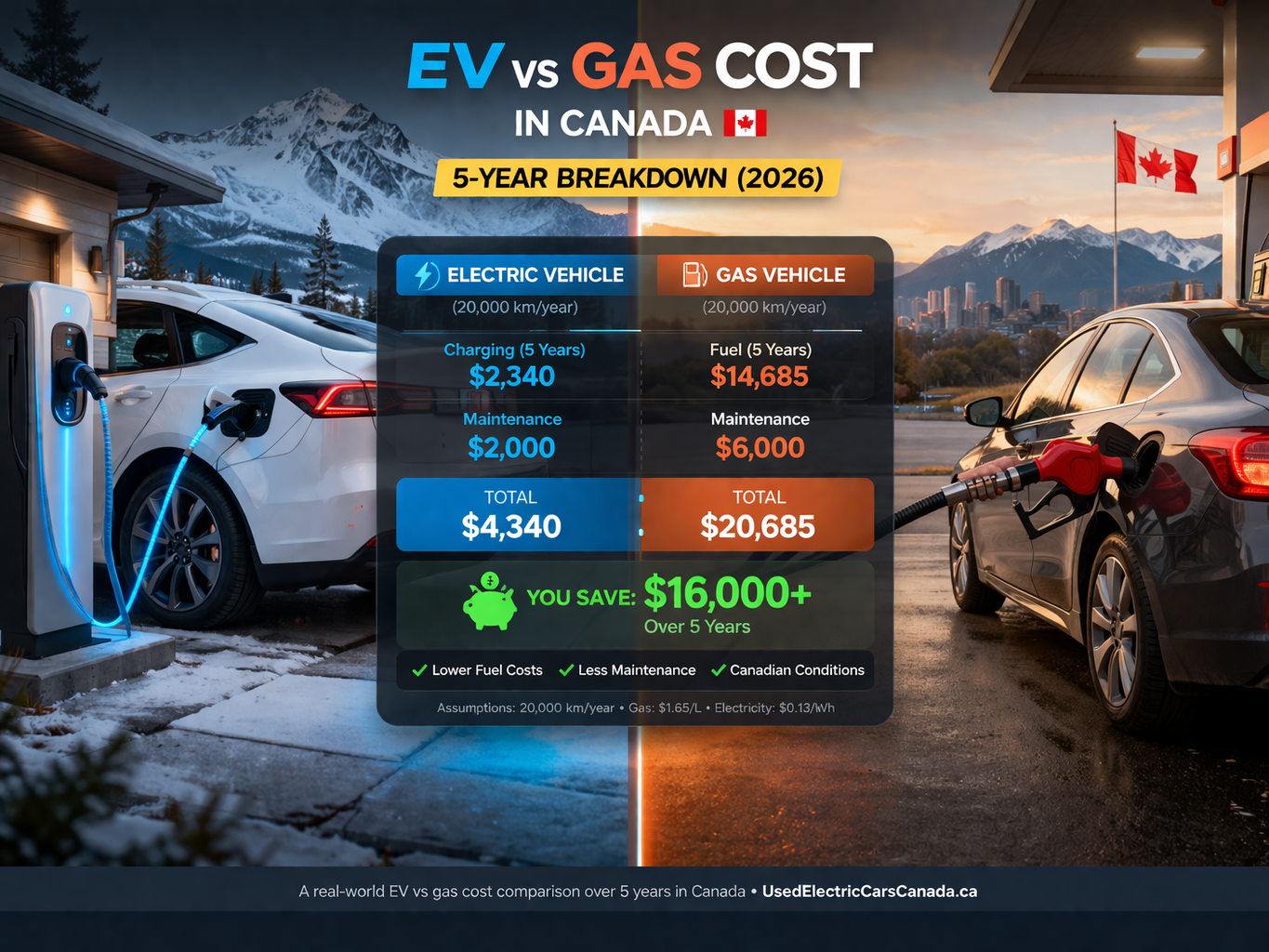 ⚡ EV vs Gas: 5-Year Cost Breakdown in Canada (2026)