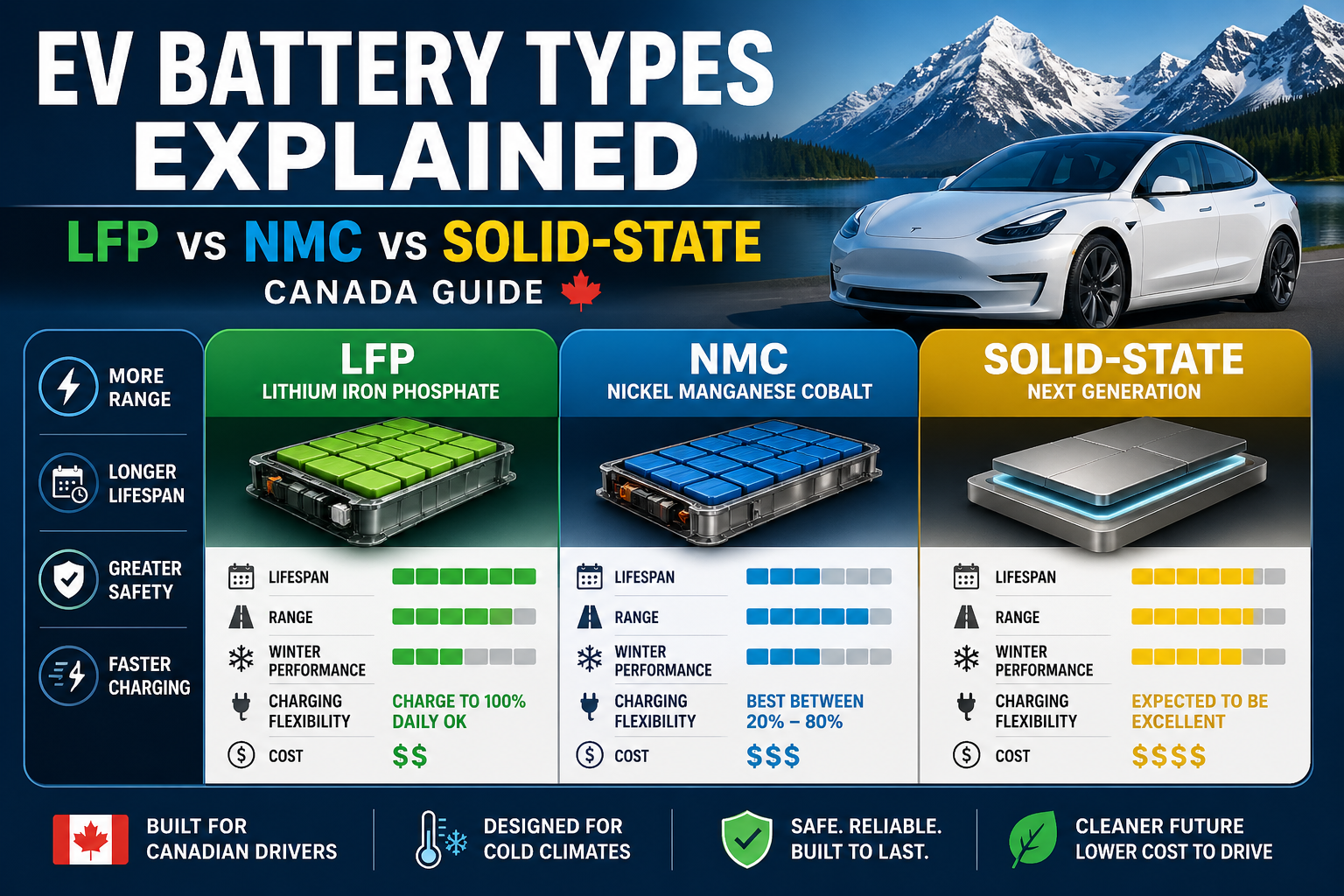 EV Battery Types Explained: LFP vs NMC vs Solid-State (Canada Guide)